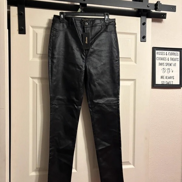Shinestar Denim - Shinestar Black Faux Leather Skinny Jeans